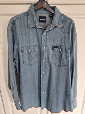 Wrangler Light Blue Denim Western Shirt XXL